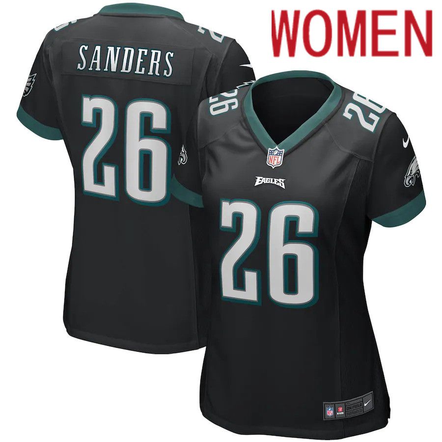 Women Philadelphia Eagles #26 Miles Sanders Nike Black Game NFL Jersey->women nfl jersey->Women Jersey